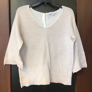 Tan and white 3/4 sleeve sweater by FoxCroft